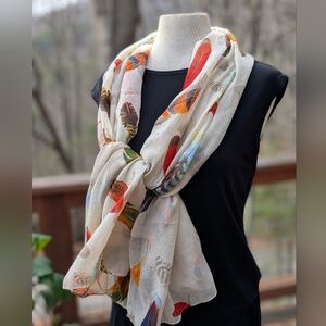 Dsquared2 Soft White Large Feather Pattern Scarf